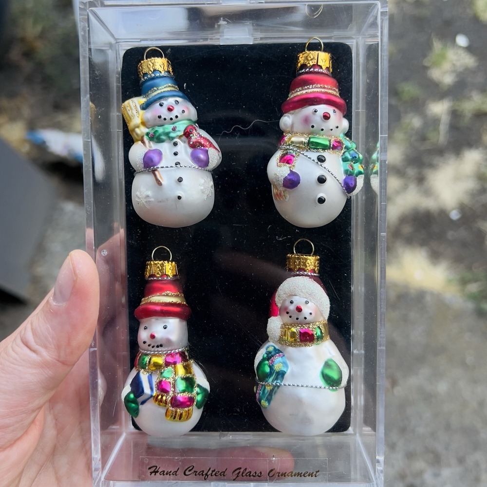 Hand Blown Glass Christmas Ornament Santa Set Of 4 NEW - Picture 5 of 5
